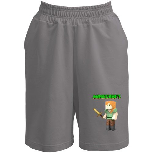 Мужские шорты с персонажем Алекс из игры Minecraft и логотипом