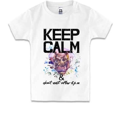 Дитяча футболка з бегемотом Keep calm & dont eat after 6 pm