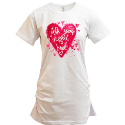 Подовжена футболка All you need is love (4)
