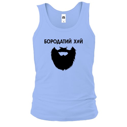 Мужская майка с силуэтом бороды и надписью «Бородатый х*й»