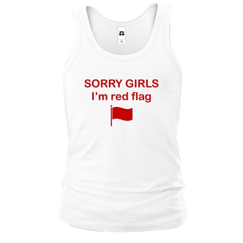 Мужская майка с надписью «SORRY GIRLS I’m red flag» и красным флажком