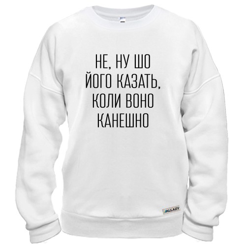 Світшот з написом «НЕ, НУ ШО ЙОГО КАЗАТЬ, КОЛИ ВОНО КАНЕШНО»