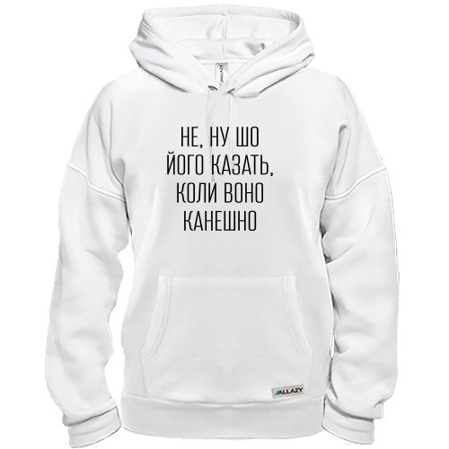 Худи с надписью «НЕ, НУ ШО ЙОГО КАЗАТЬ, КОЛИ ВОНО КАНЕШНО»