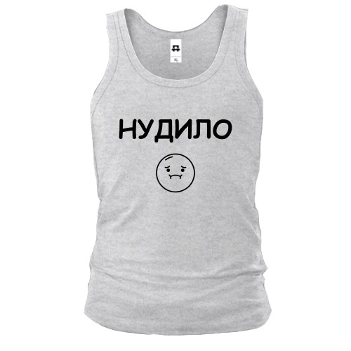 Мужская майка с надписью «НУДИЛО» и грустным смайликом