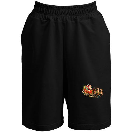 Мужские шорты с Санта-Клаусом на санях