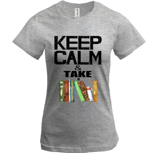 Футболка Keep calm & take book