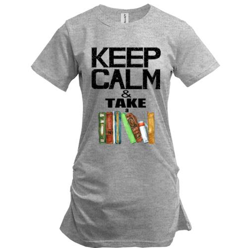 Подовжена футболка Keep calm & take book
