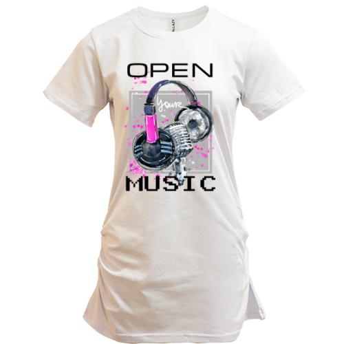 Подовжена футболка Open your music (3)
