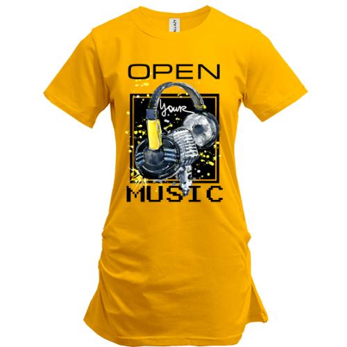Подовжена футболка з навушниками Open your music (1)
