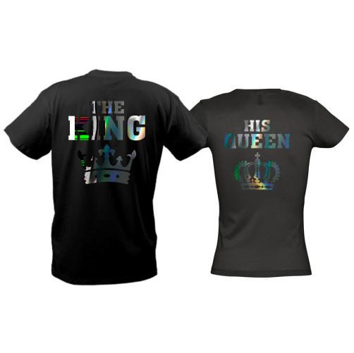 Парні голографічні футболки The King - his Queen
