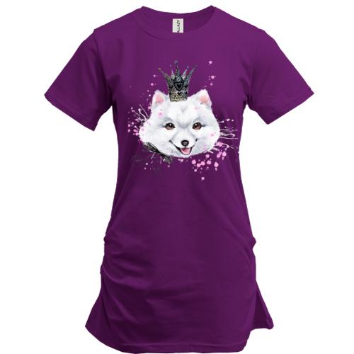 Подовжена футболка з собачкою Шпіц принцеса (1)