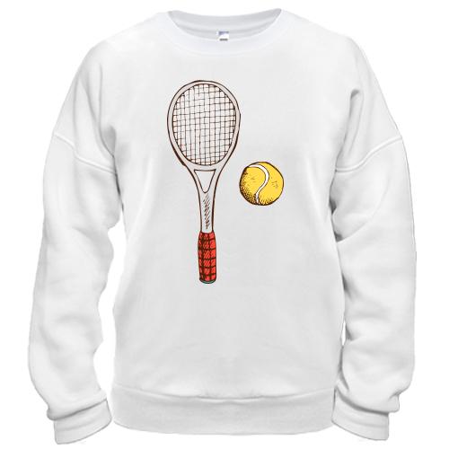 Свитшот с теннисной ракеткой и желтым мячом