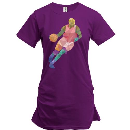 Подовжена футболка з полігональним баскетболістом