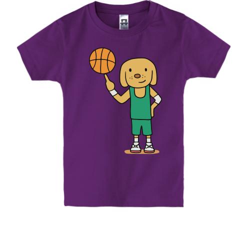 Детская футболка с собакой баскетболистом