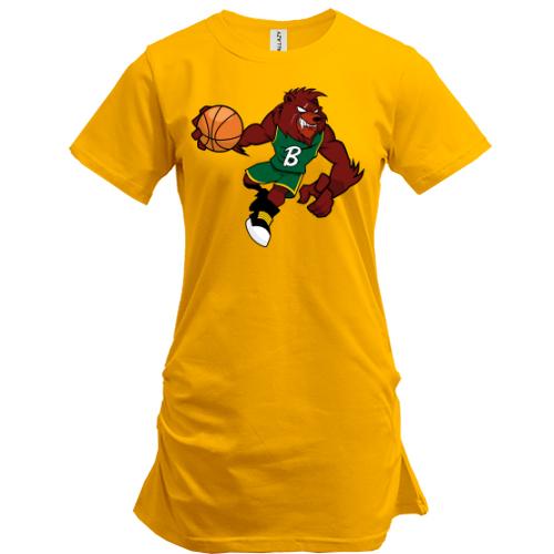 Подовжена футболка з ведмедем баскетболістом