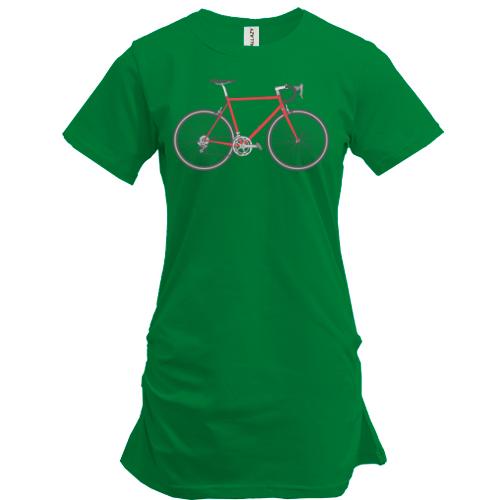 Подовжена футболка з шосейним велосипедом
