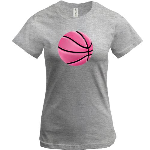 Футболка с розовым баскетбольным мячом
