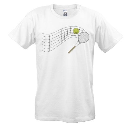 Футболка з тенісною сіткою, ракеткою і м'ячем