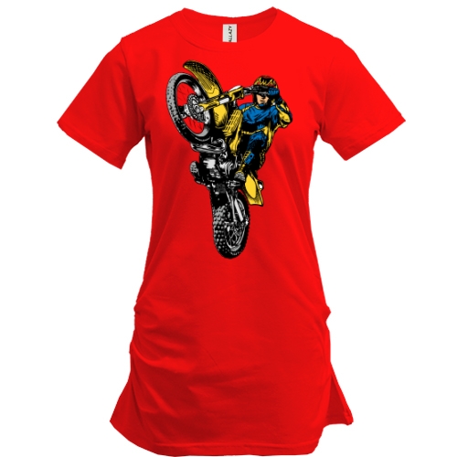 Подовжена футболка з мотоциклістом на дибах
