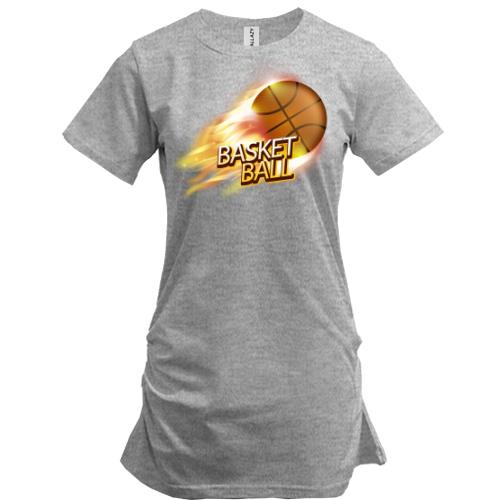 Подовжена футболка з палаючим баскетбольним м'ячем Basketball