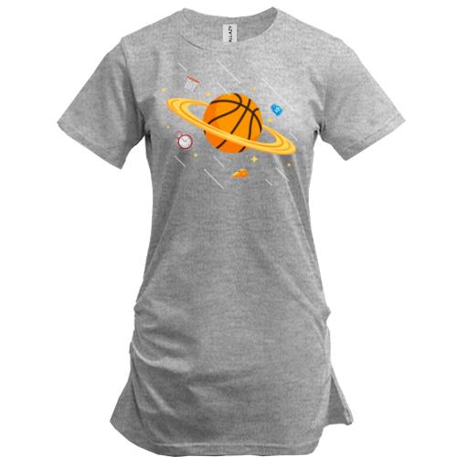 Подовжена футболка з баскетбольним м'ячем планетою