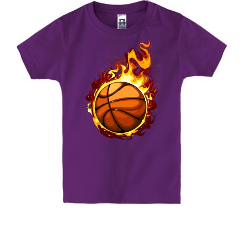 Детская футболка с горящим баскетбольным мячом 2