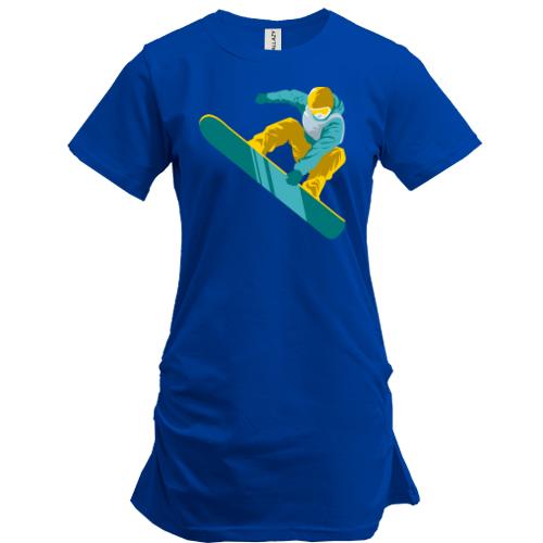 Подовжена футболка зі сноубордистом і бордом