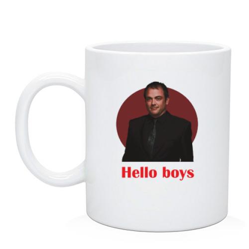Чашка с Кроули - hallo boys