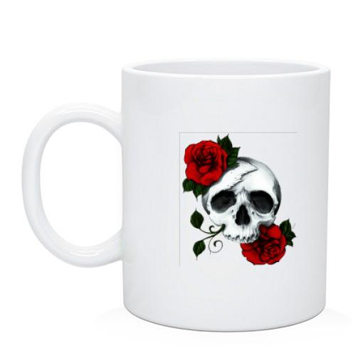 Чашка з черепом і трояндою