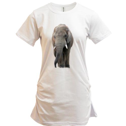 Подовжена футболка з великим слоном (1)