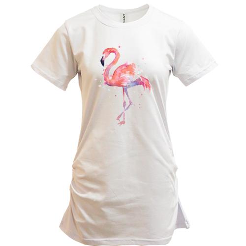 Туника с акварельным фламинго