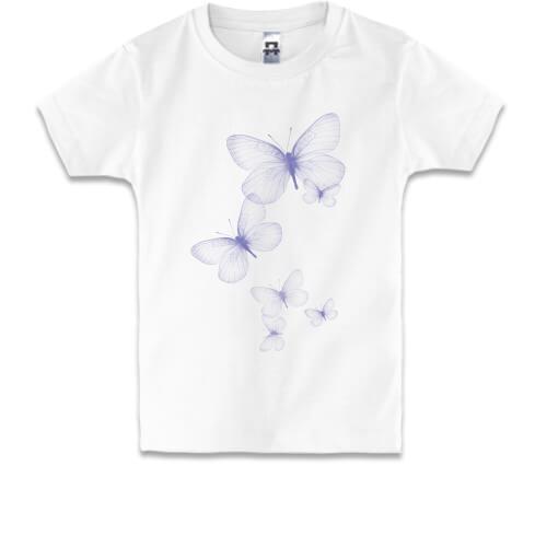 Детская футболка с фиолетовыми бабочками