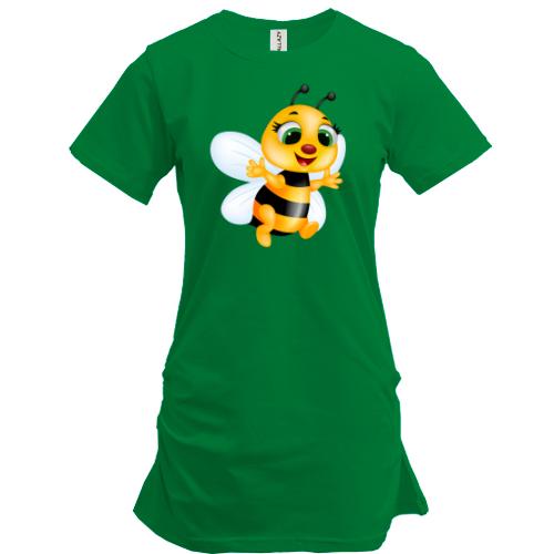 Подовжена футболка з маленькою бджолою