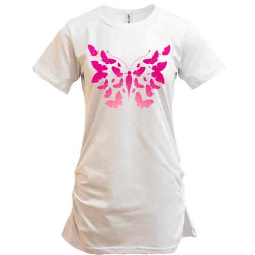Подовжена футболка cо зграєю метеликів