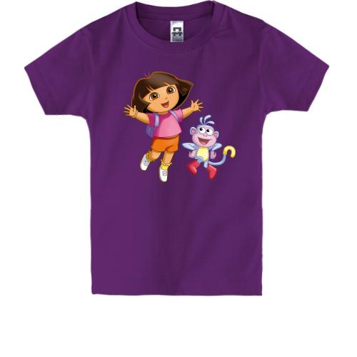 Дитяча футболка з Дашею-Слідопитом і мавпочкою