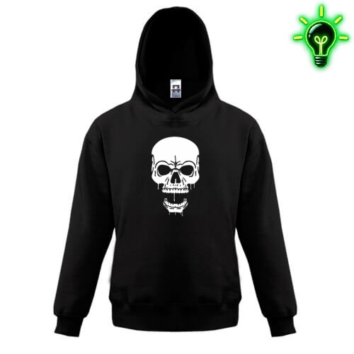 Дитяча толстовка із зображенням зловісного білого черепа з відкритим ротом