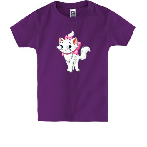 Дитяча футболка з кішечкою в рожевому бантику