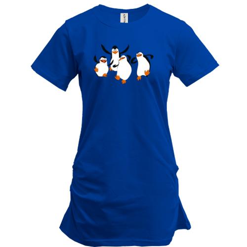 Подовжена футболка з пінгвінами з Мадагаскару в стрибку