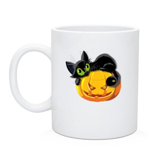 Чашка с котом на тыкве