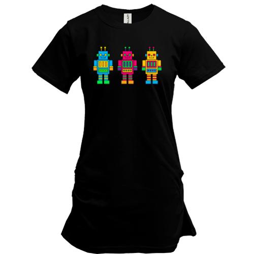 Подовжена футболка з трьома роботами