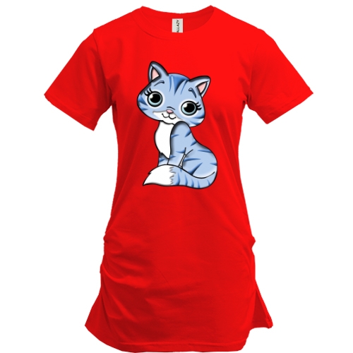 Подовжена футболка з синім кошеням