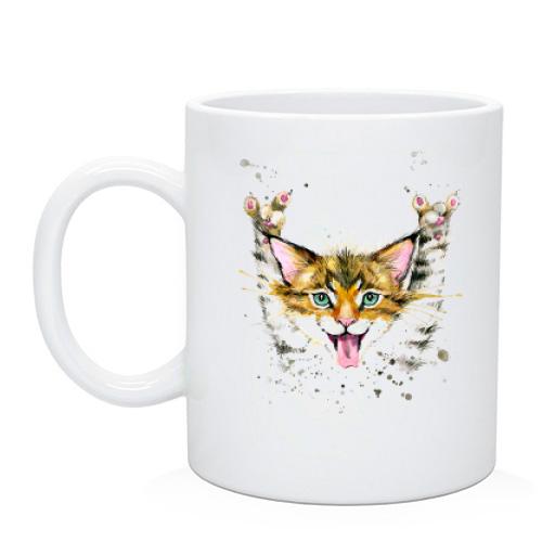 Чашка с акварельным котом