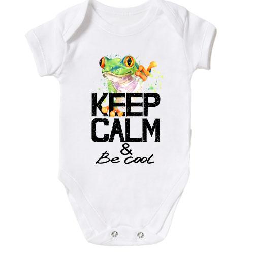 Детское боди с лягушкой Keep calm & be cool