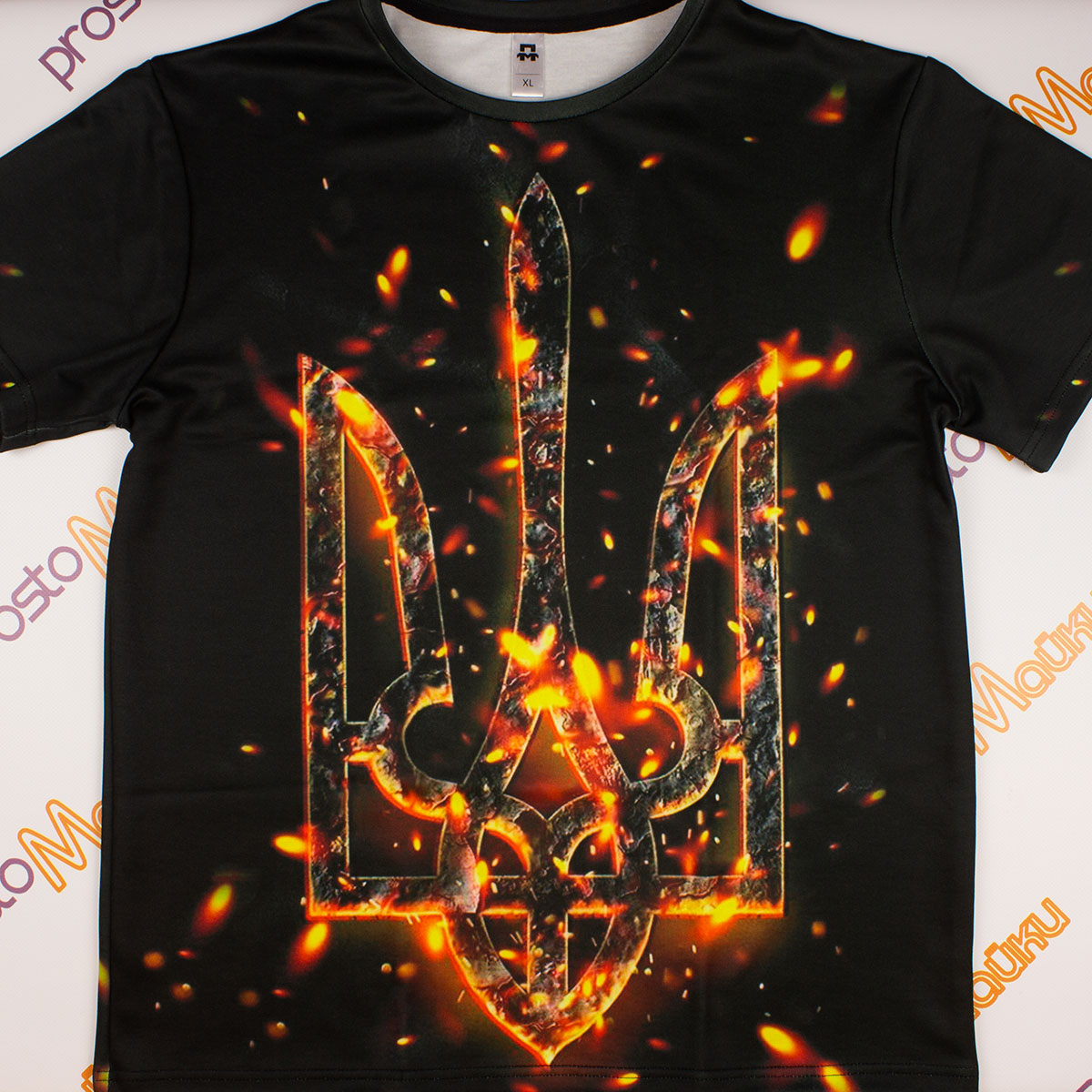 3D футболка с украинским гербом в огне