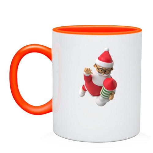 Чашка 3D Санта спешит на праздник