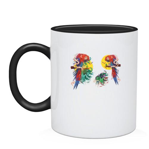 Чашка Parrots bright art
