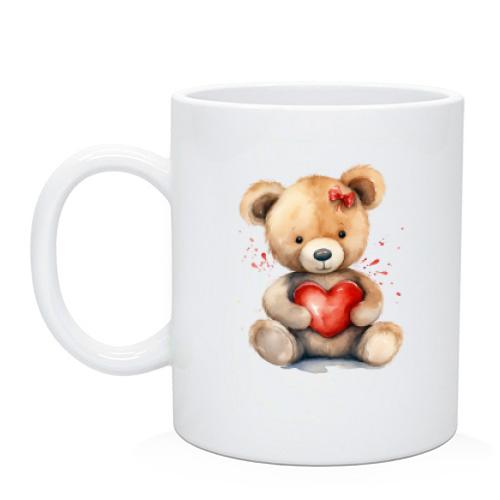 Чашка Плюшевий ведмедик з серцем (3)