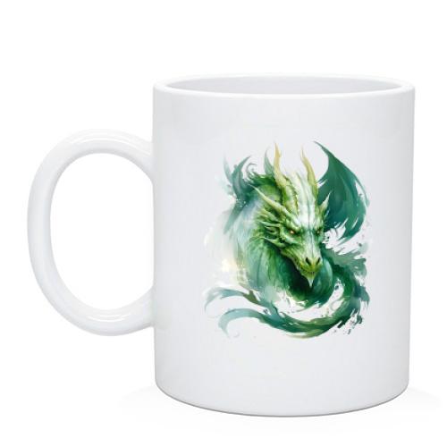 Чашка Зеленый акварельный дракон