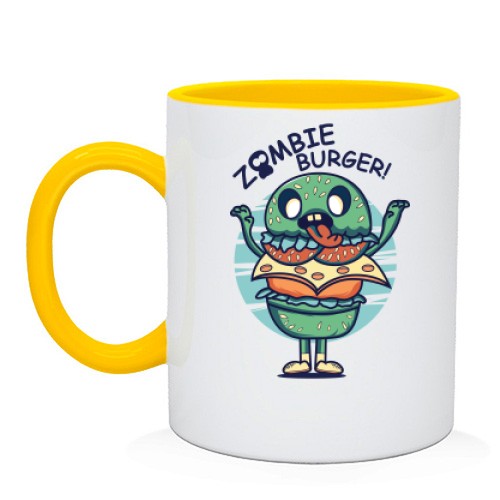Чашка с зомби-бургером и надписью «ZOMBIE BURGER!»