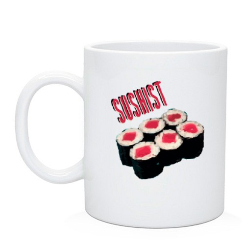 Чашка з ролами макі та написом «SUSHIST»